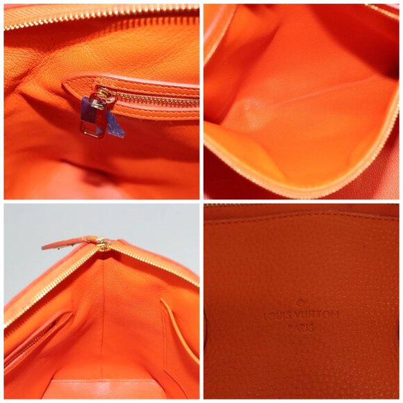 LOUIS VUITTON Suhari Lockit PM Hand Bag Taurillon Leather Orange LV Auth - Picture 14 of 16